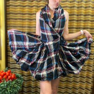 Allsaints Anchorage Wrap dress plaid 12 6-8 tartan